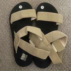 Tan and black summer sandal